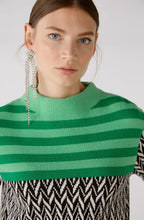 Black Chevron and Green Colour Block Jumper