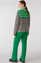 Black Chevron and Green Colour Block Jumper