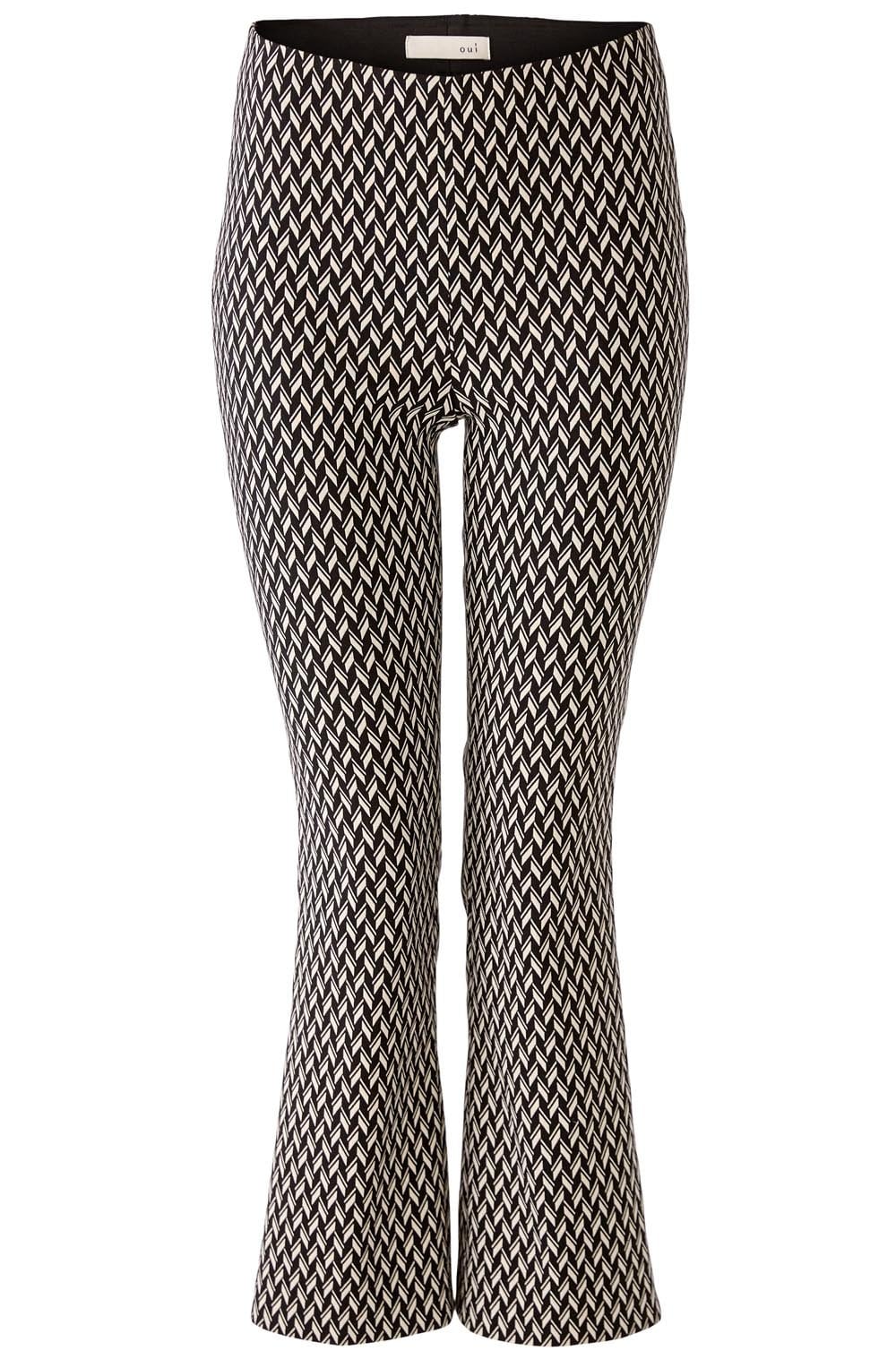 Black Chevron Kick Flare Cropped Trousers