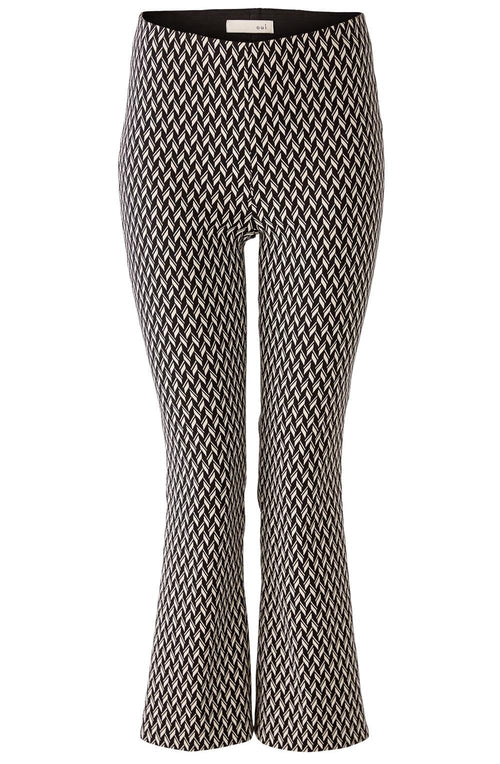 Black Chevron Kick Flare Cropped Trousers