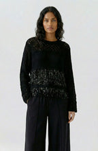 Black Contrast Knit and Sequin Fringe Jumper