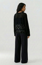 Black Contrast Knit and Sequin Fringe Jumper