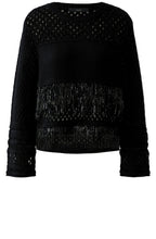 Black Contrast Knit and Sequin Fringe Jumper