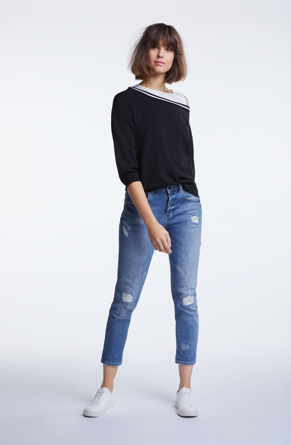 Black Dropped Shoulder Top