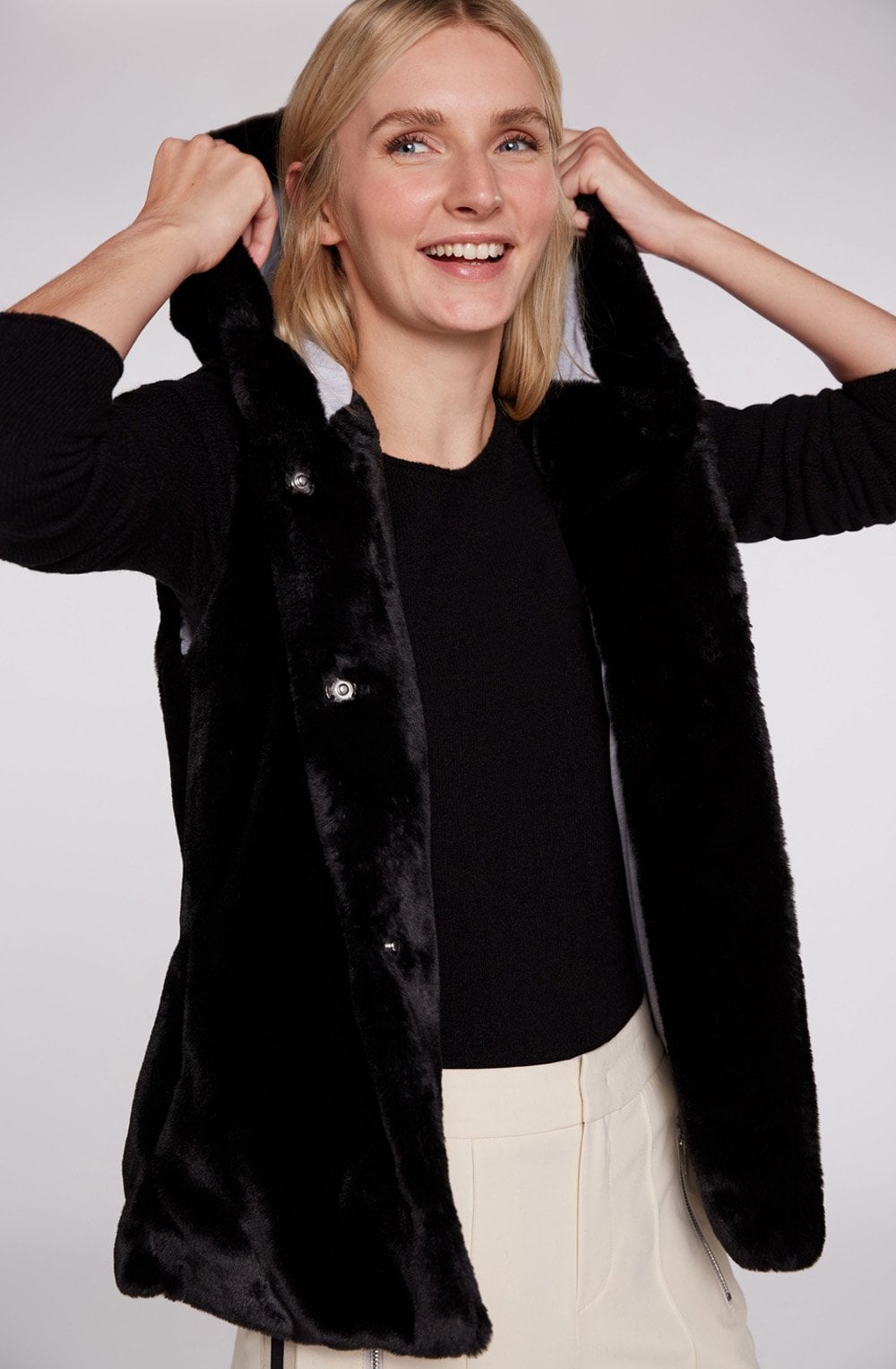 Black Faux Fur Waistcoat