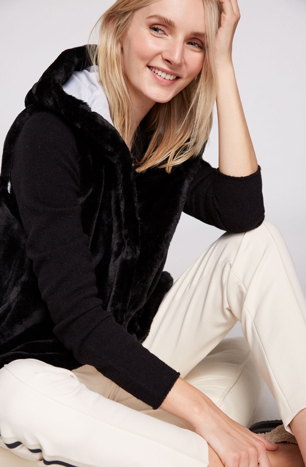 Black Faux Fur Waistcoat