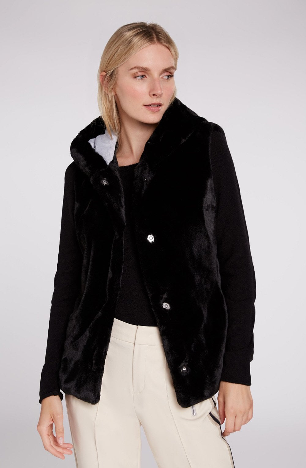 Black Faux Fur Waistcoat