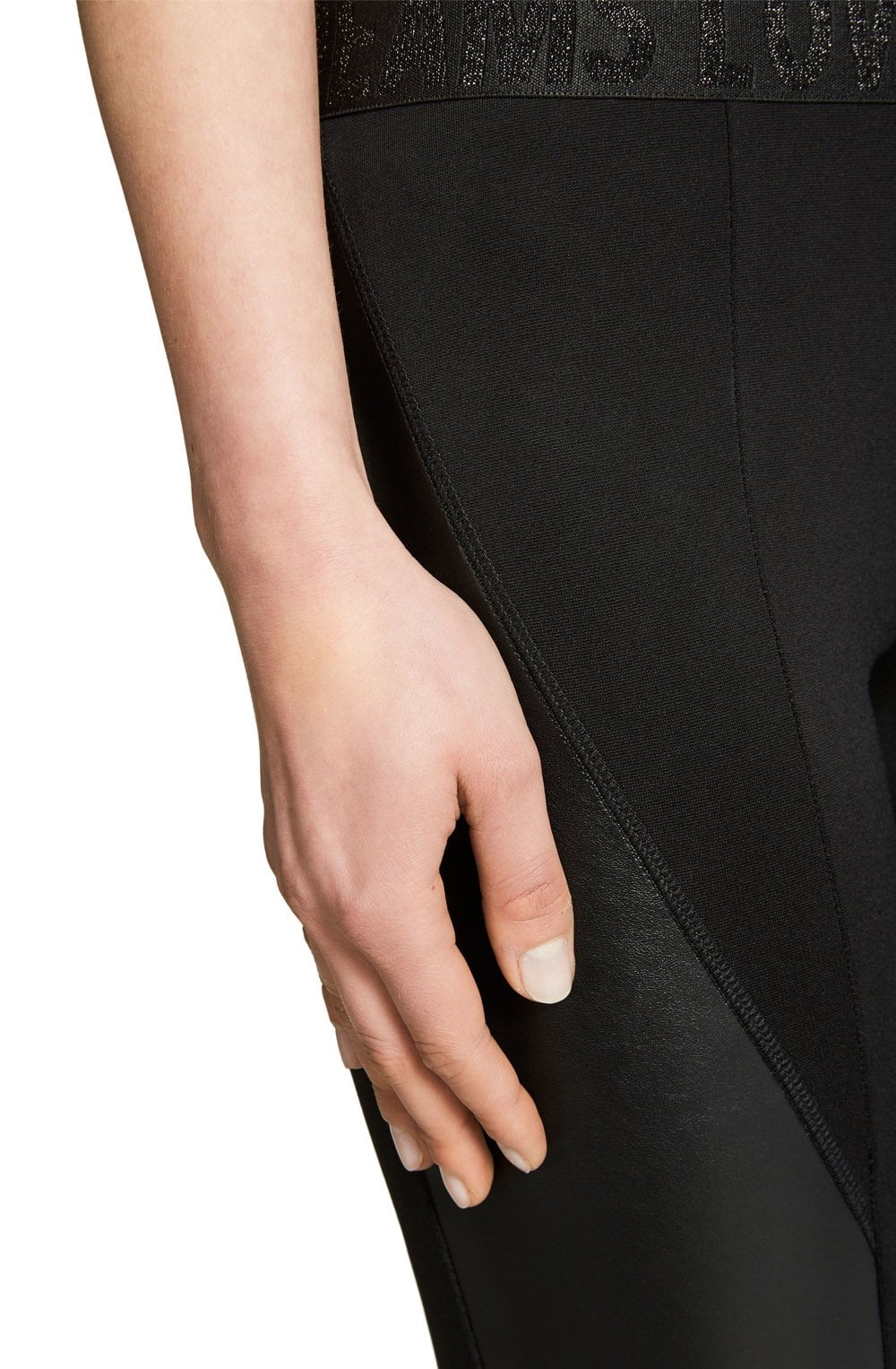 Black Faux Leather Detailed Leggings