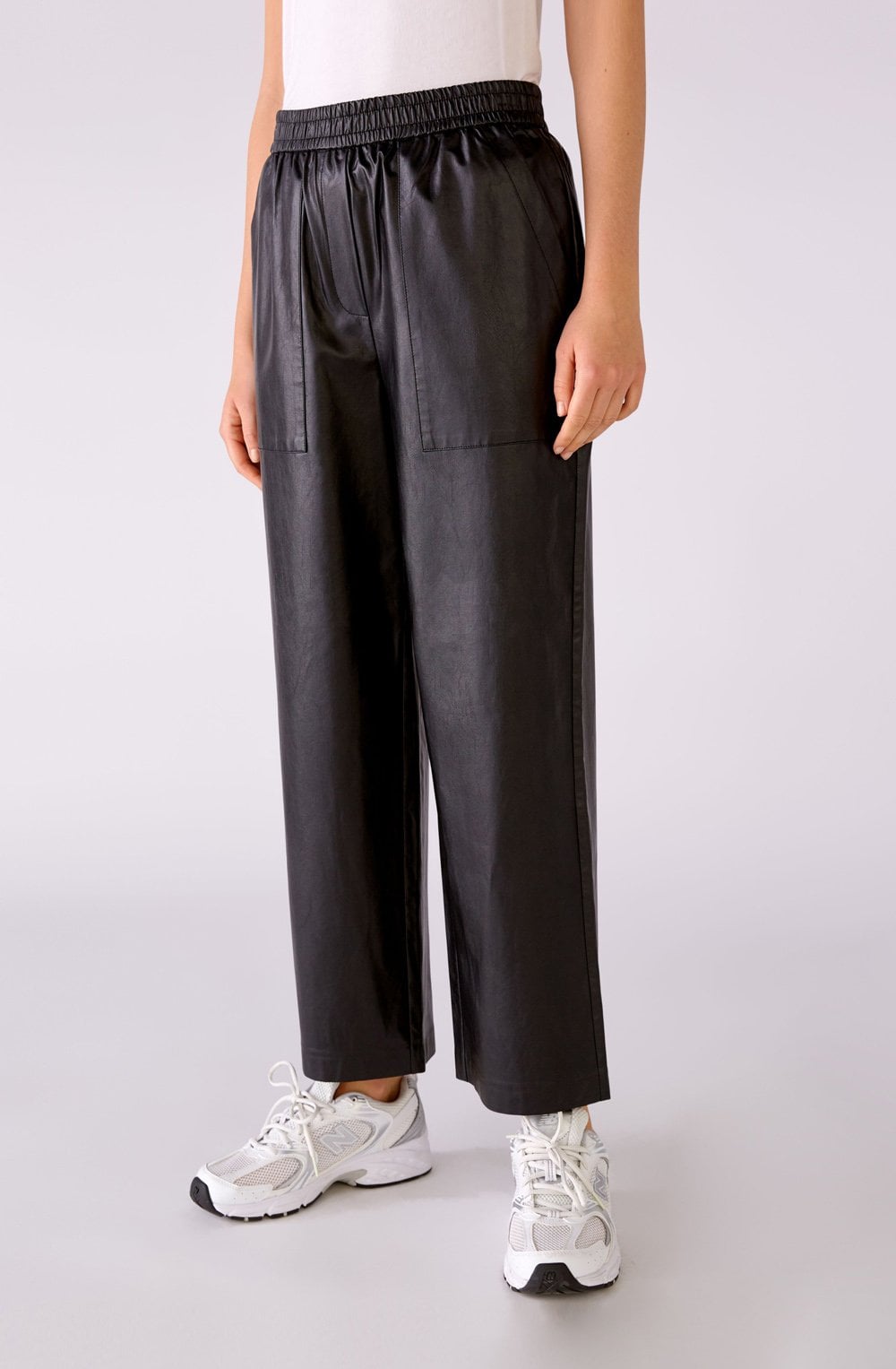 Black Faux Leather Wide Leg Trousers