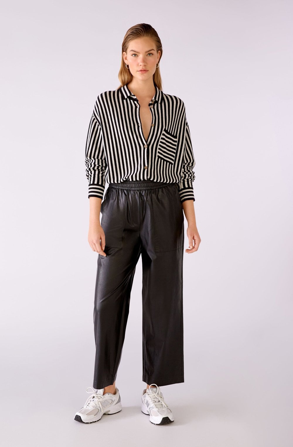 Black Faux Leather Wide Leg Trousers