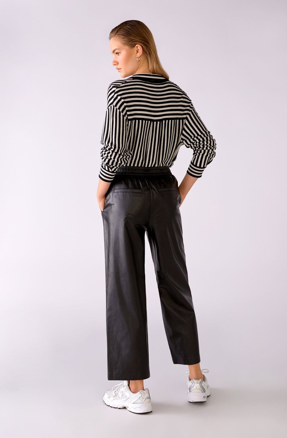 Black Faux Leather Wide Leg Trousers