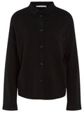 Black Fine Knit Shirt Style Cardigan