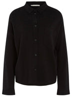 Black Fine Knit Shirt Style Cardigan