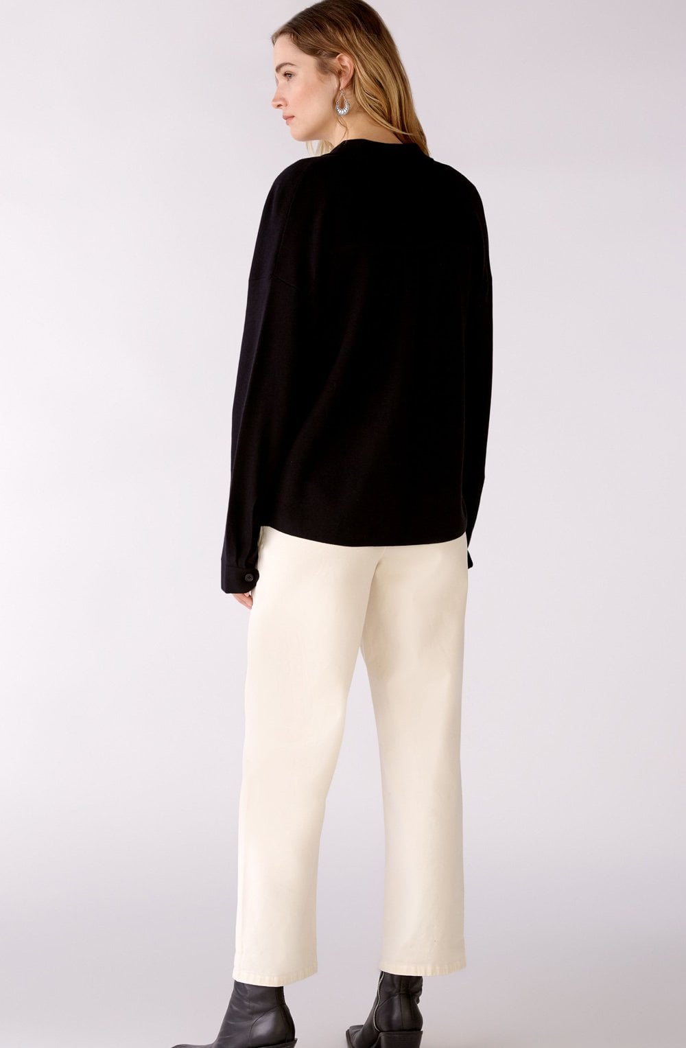Black Fine Knit Shirt Style Cardigan