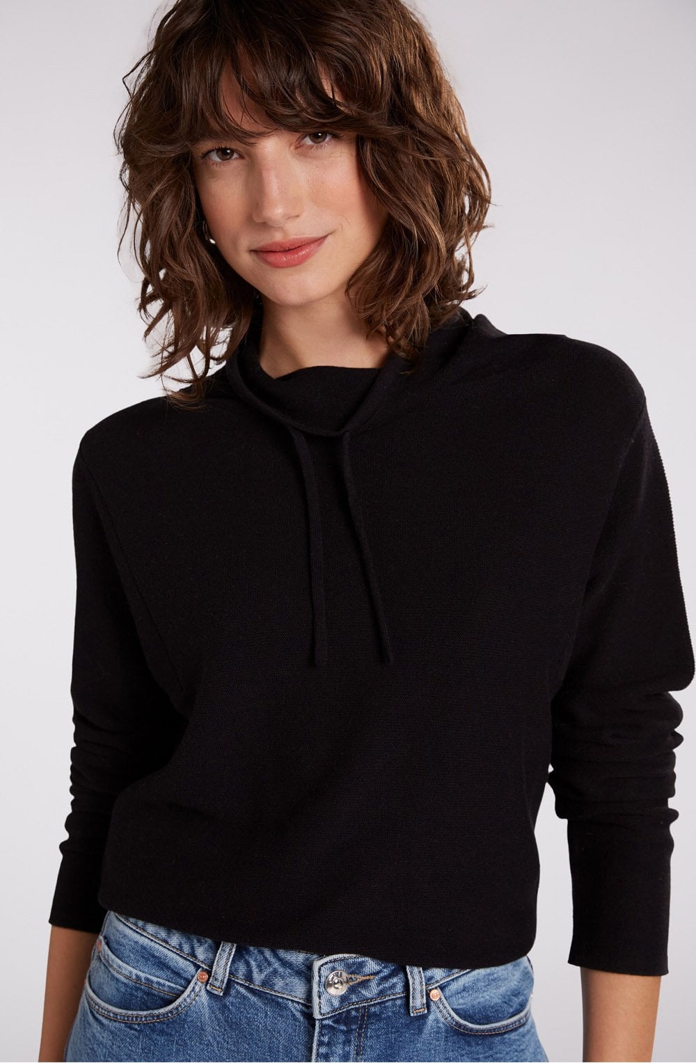 Black Fine Rib Jumper