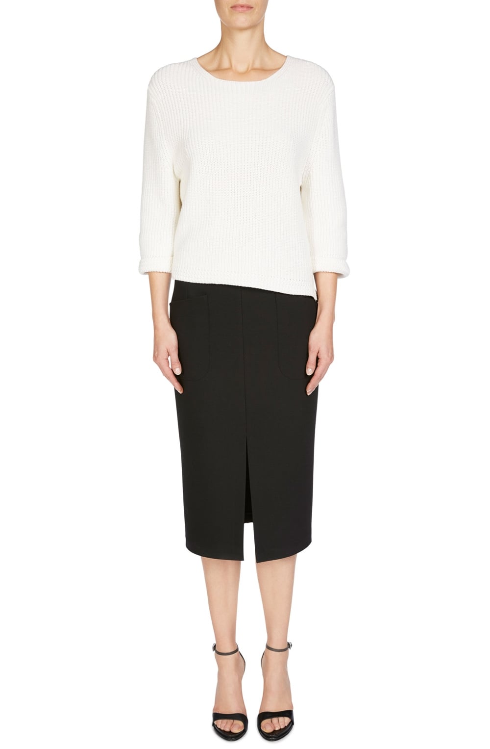 Black Fitted Midi Skirt