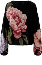Black Floral Distressed Knit Jumper