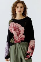 Black Floral Distressed Knit Jumper
