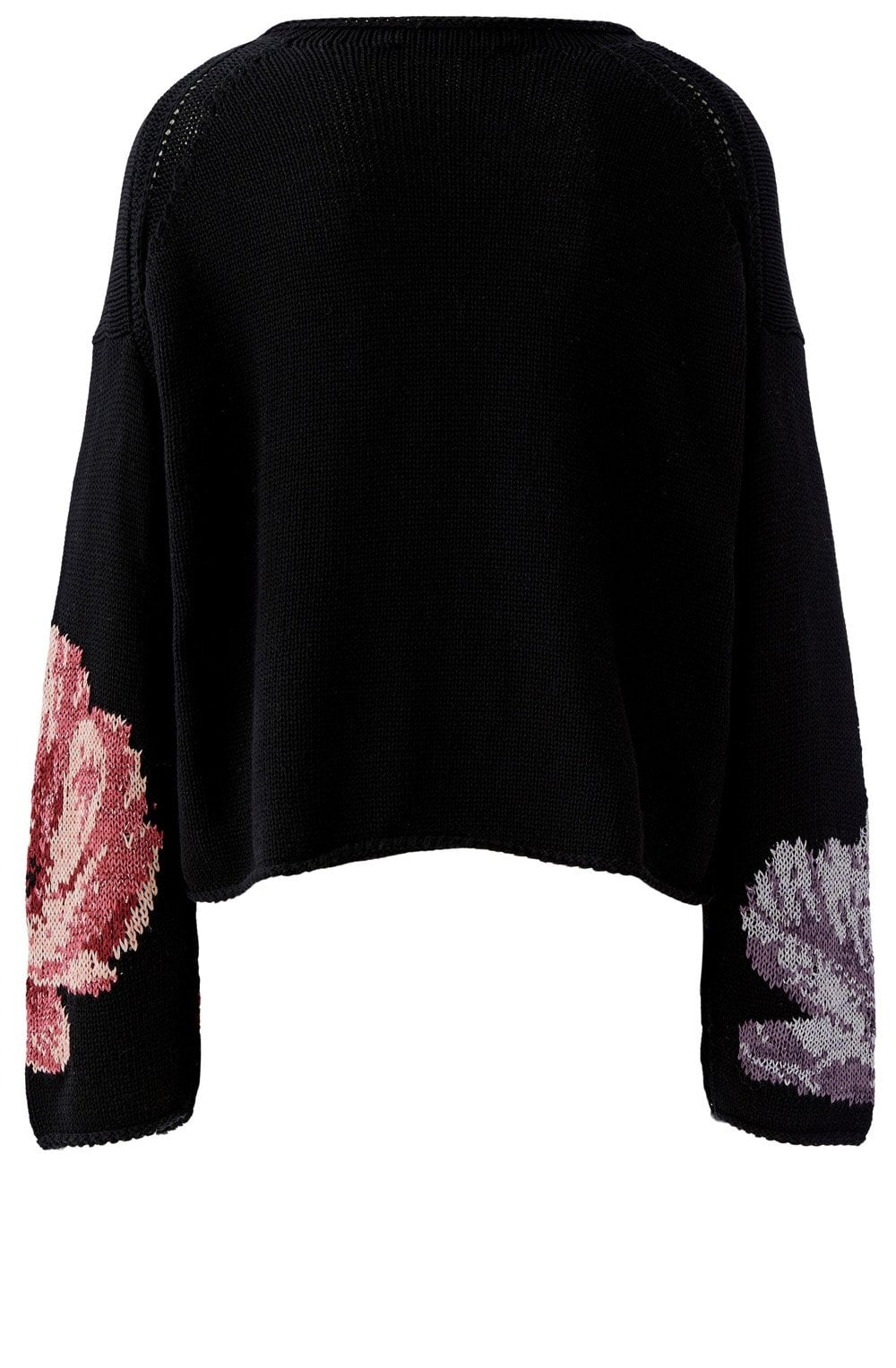 Black Floral Distressed Knit Jumper