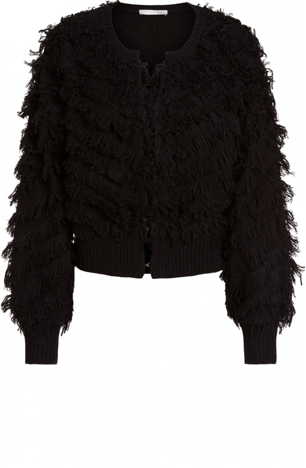 Black Frayed Effect Cardigan