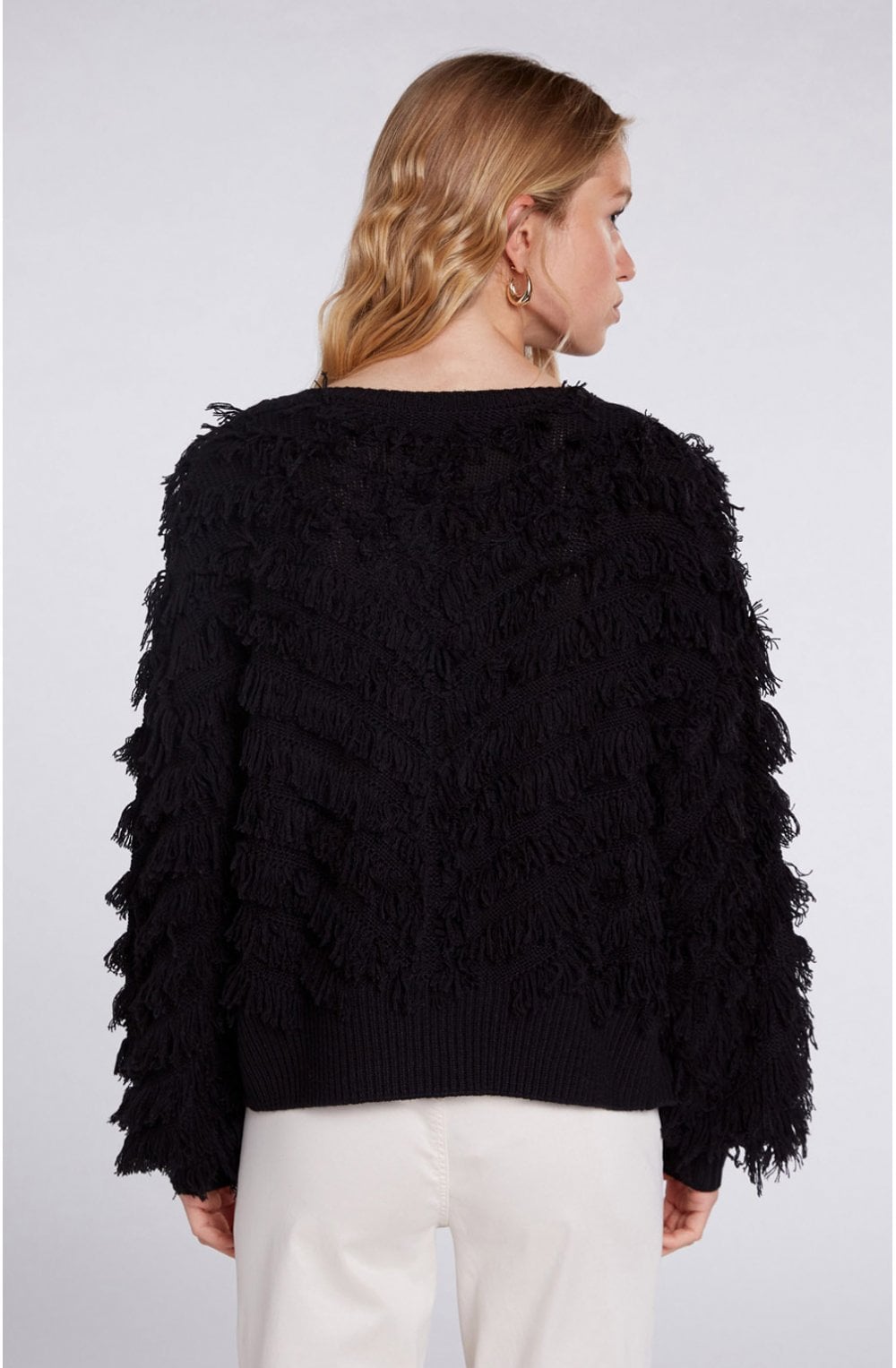 Black Frayed Effect Cardigan