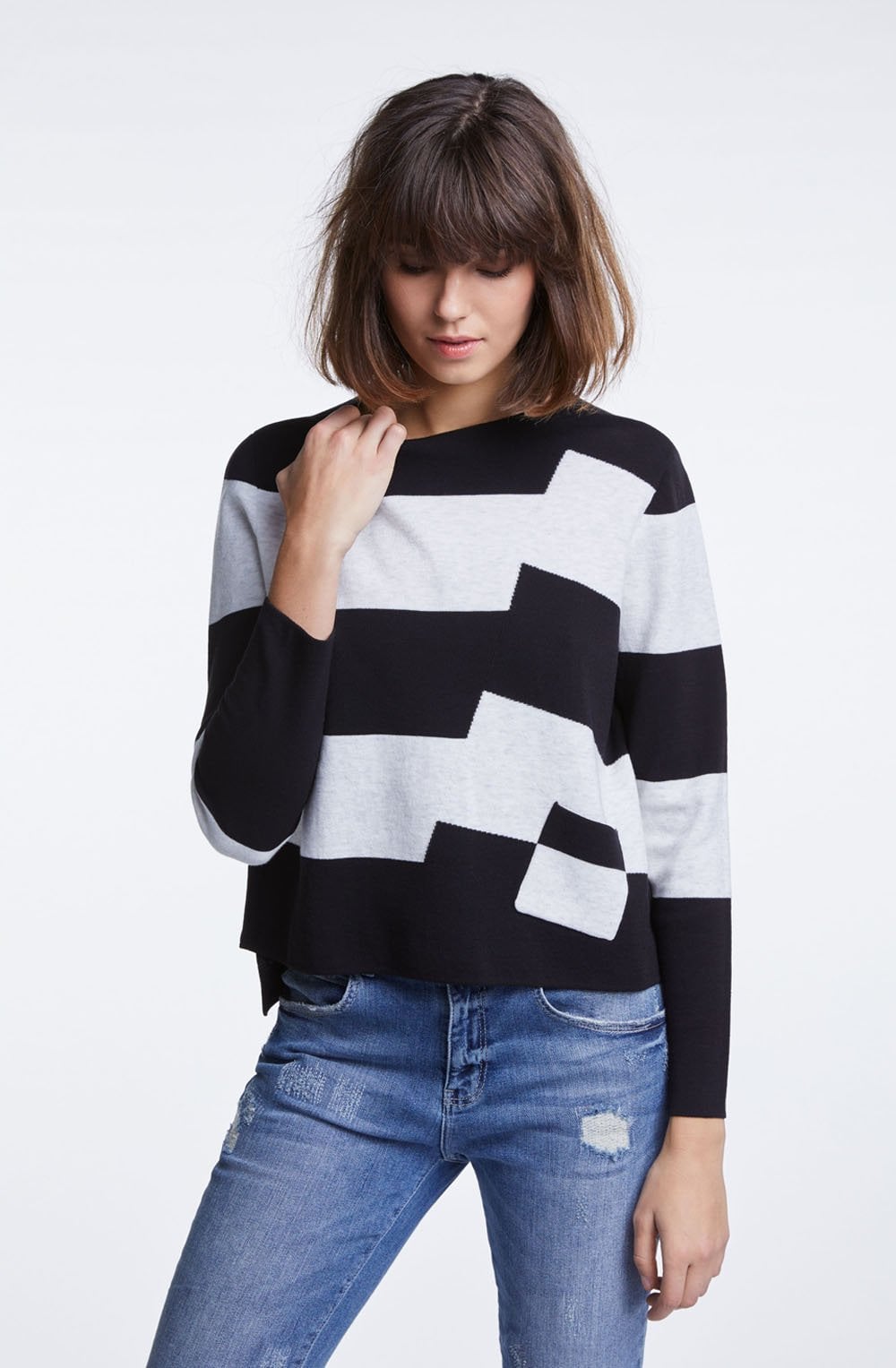 Black Grey Bold Stripe Jumper