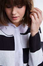 Black Grey Bold Striped Cardigan
