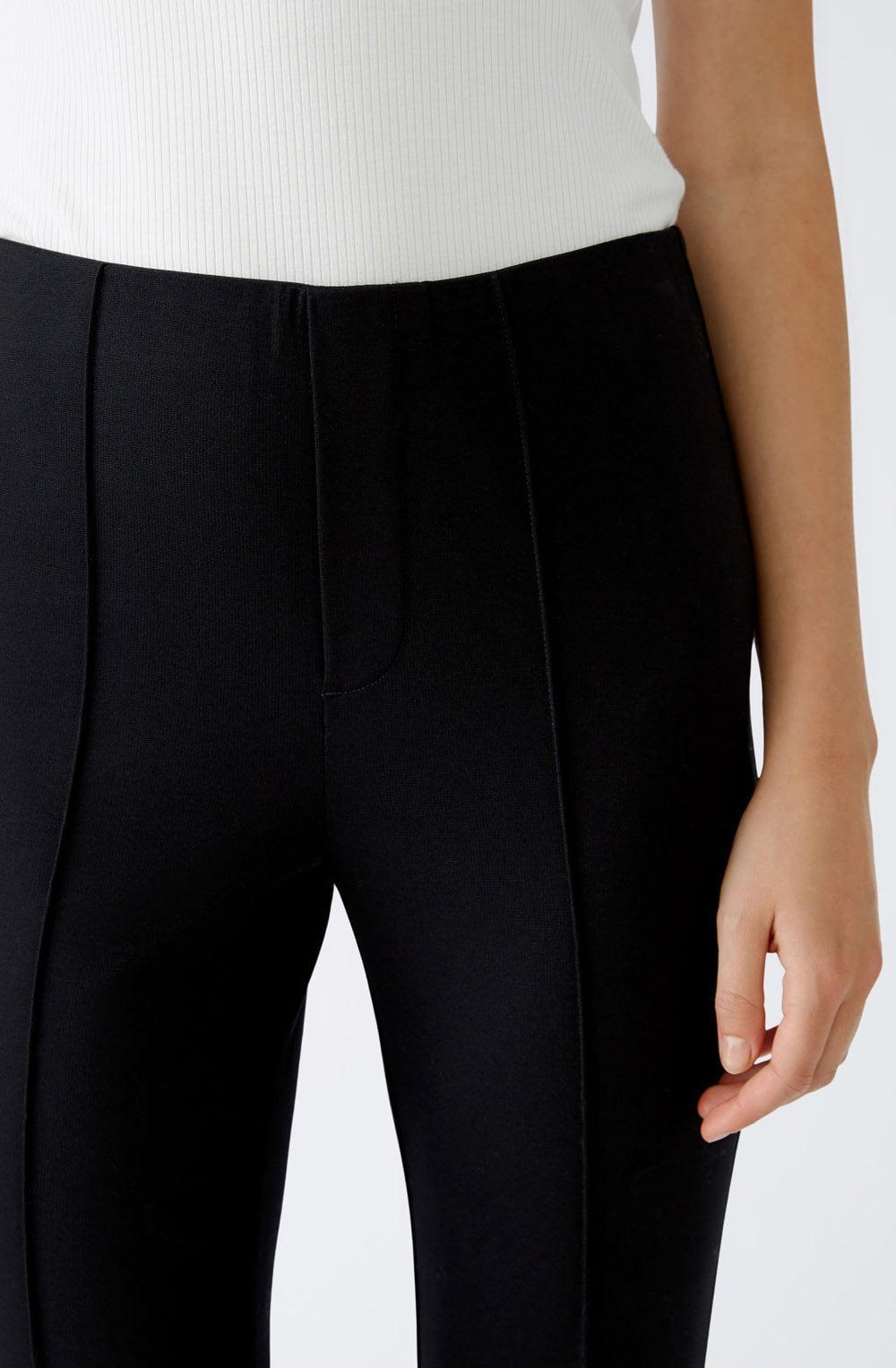 Black Jersey Bootcut Slip On Trousers