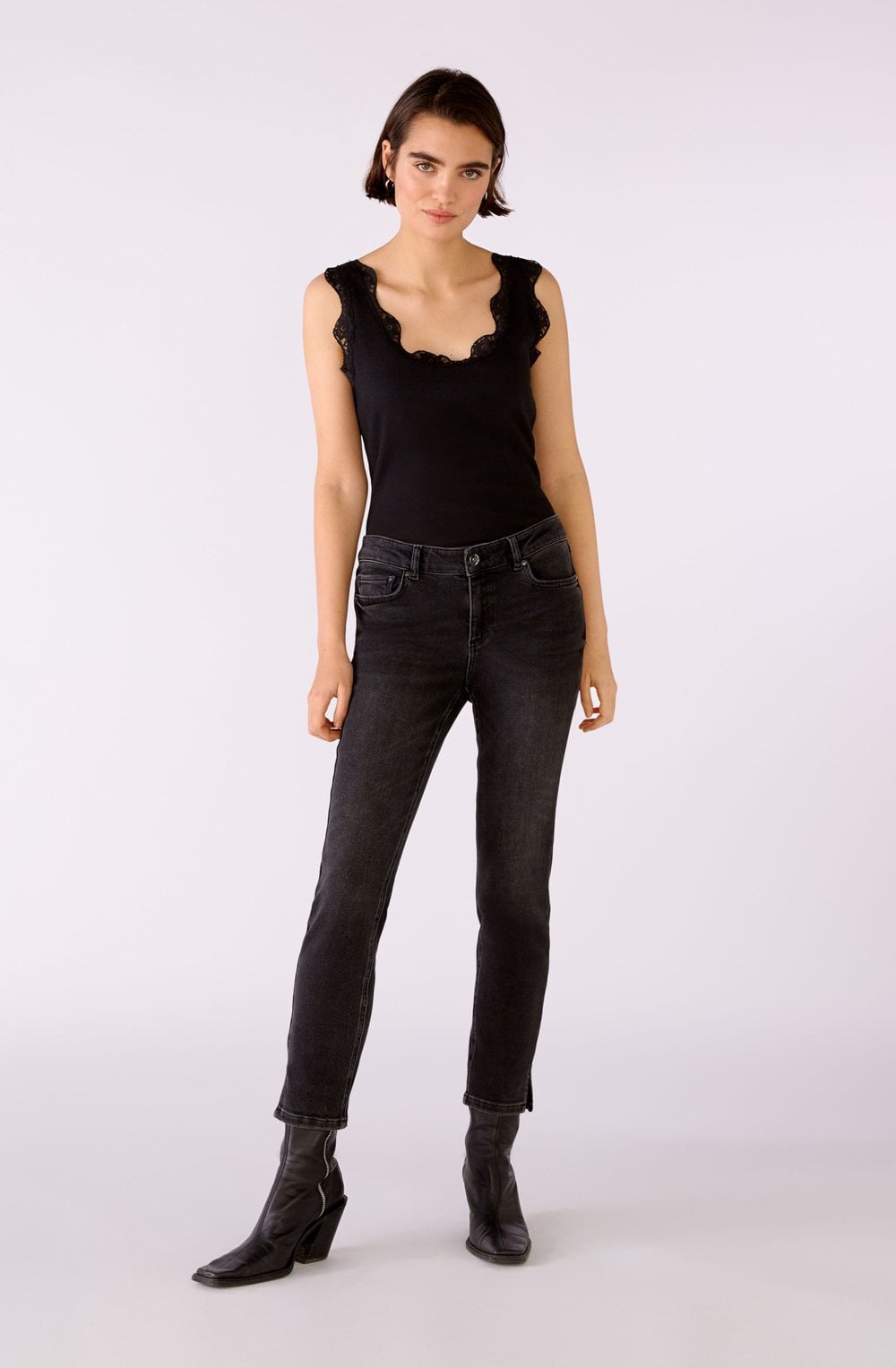 Black Lace Detailed Vest Top