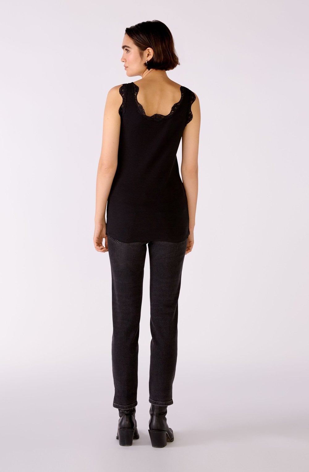 Black Lace Detailed Vest Top