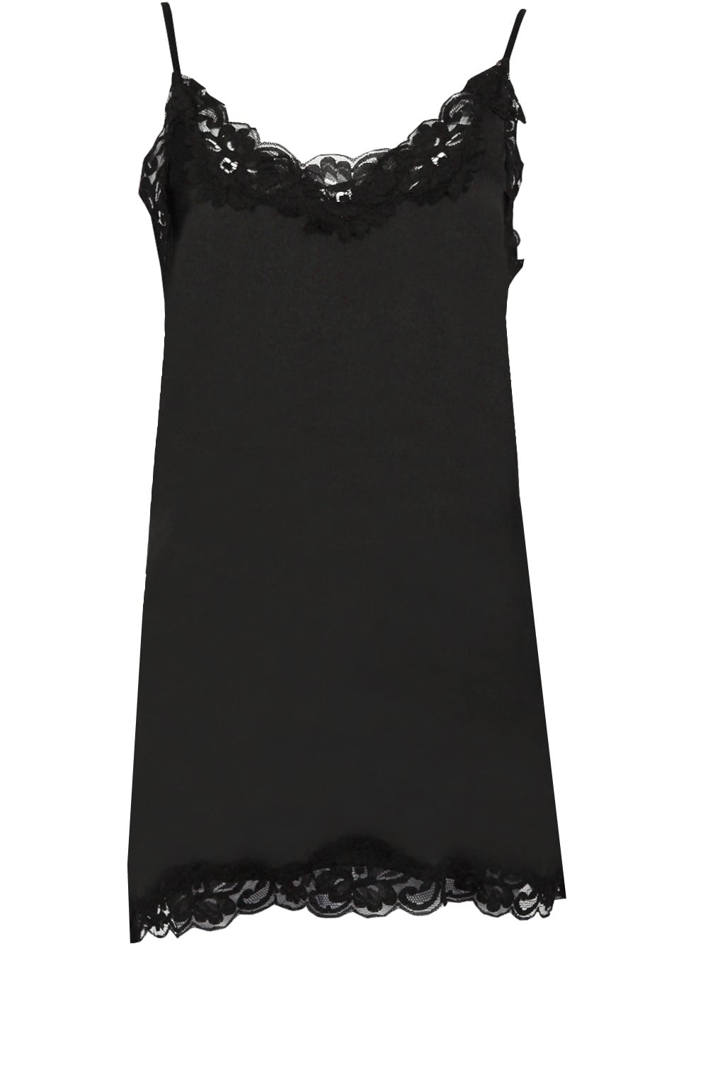 Black Lace Edged Vest Top