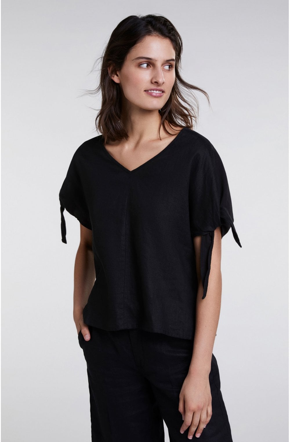 Black Linen Blouse