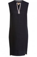 Black Linen Jewelled Detailed Dress