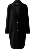 Black Luxury Scuba Jersey Mid Length Coat