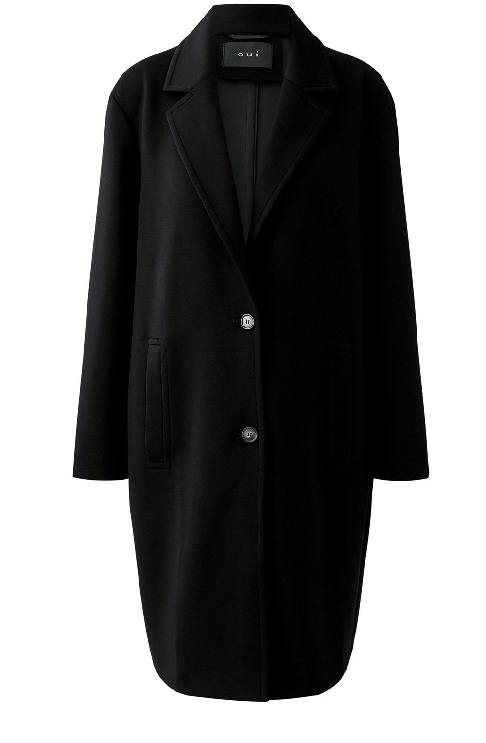 Black Luxury Scuba Jersey Mid Length Coat