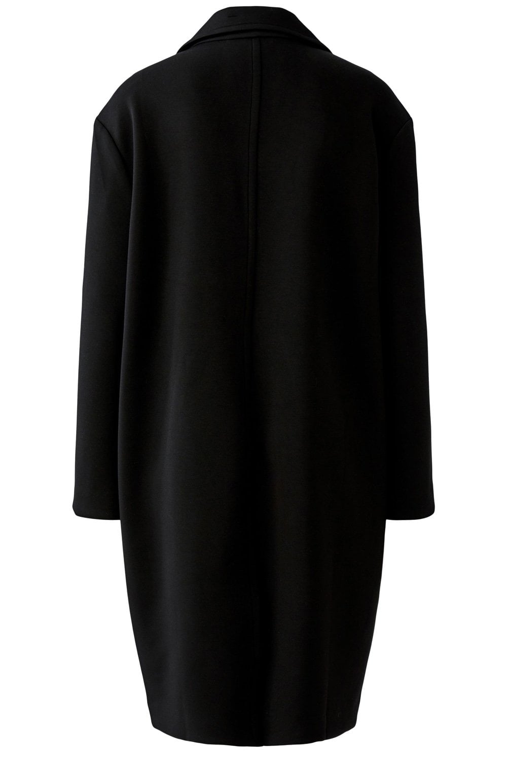 Black Luxury Scuba Jersey Mid Length Coat