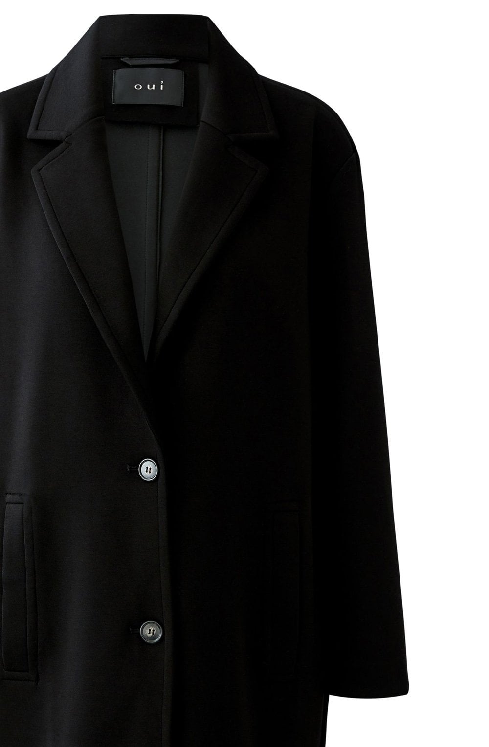 Black Luxury Scuba Jersey Mid Length Coat