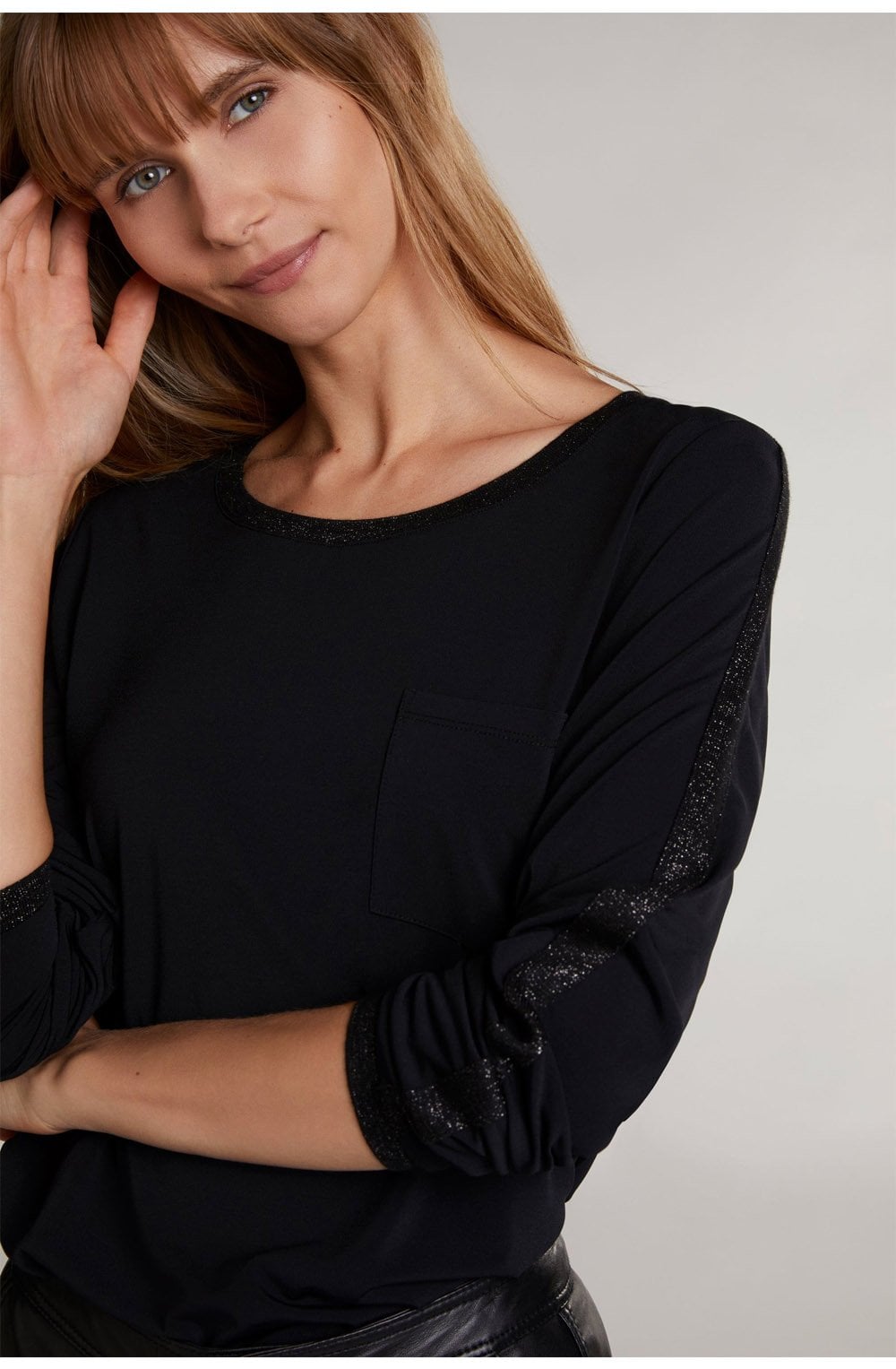 Black Metallic Detailed Top