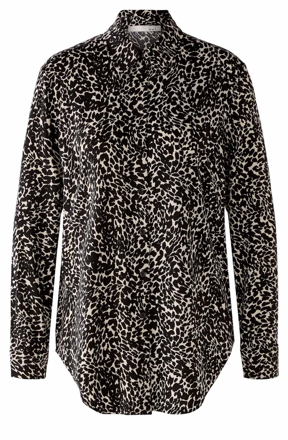 Black Off White Animal Print Jersey Blouse