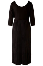 Black Pleated Jersey Midi Dress