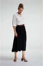Black Pleated Midi Skirt