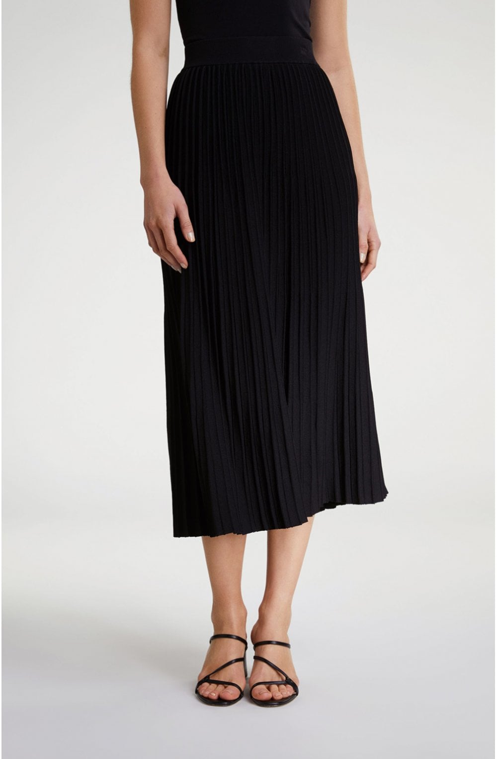 Black Pleated Midi Skirt