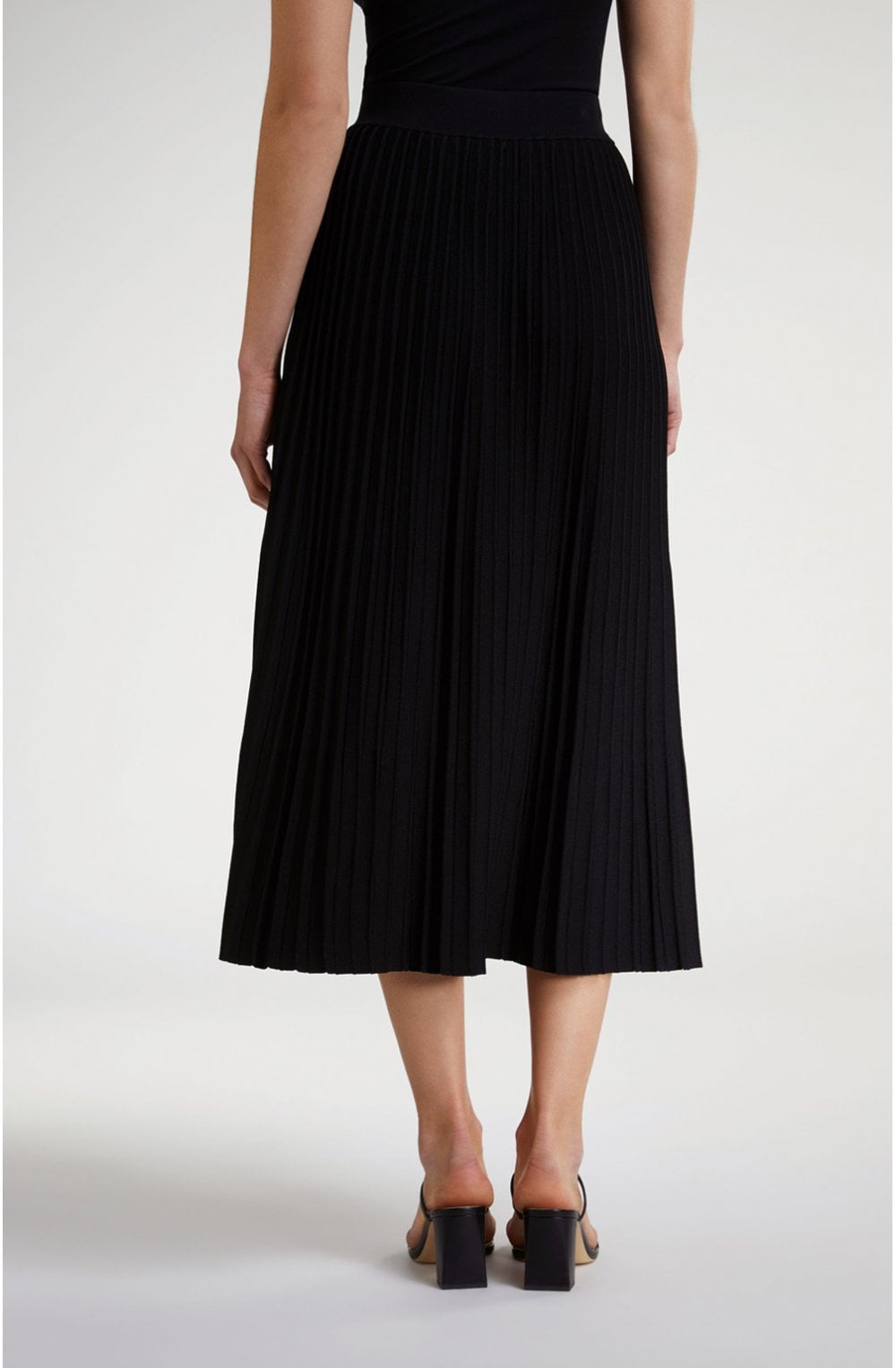 Black Pleated Midi Skirt