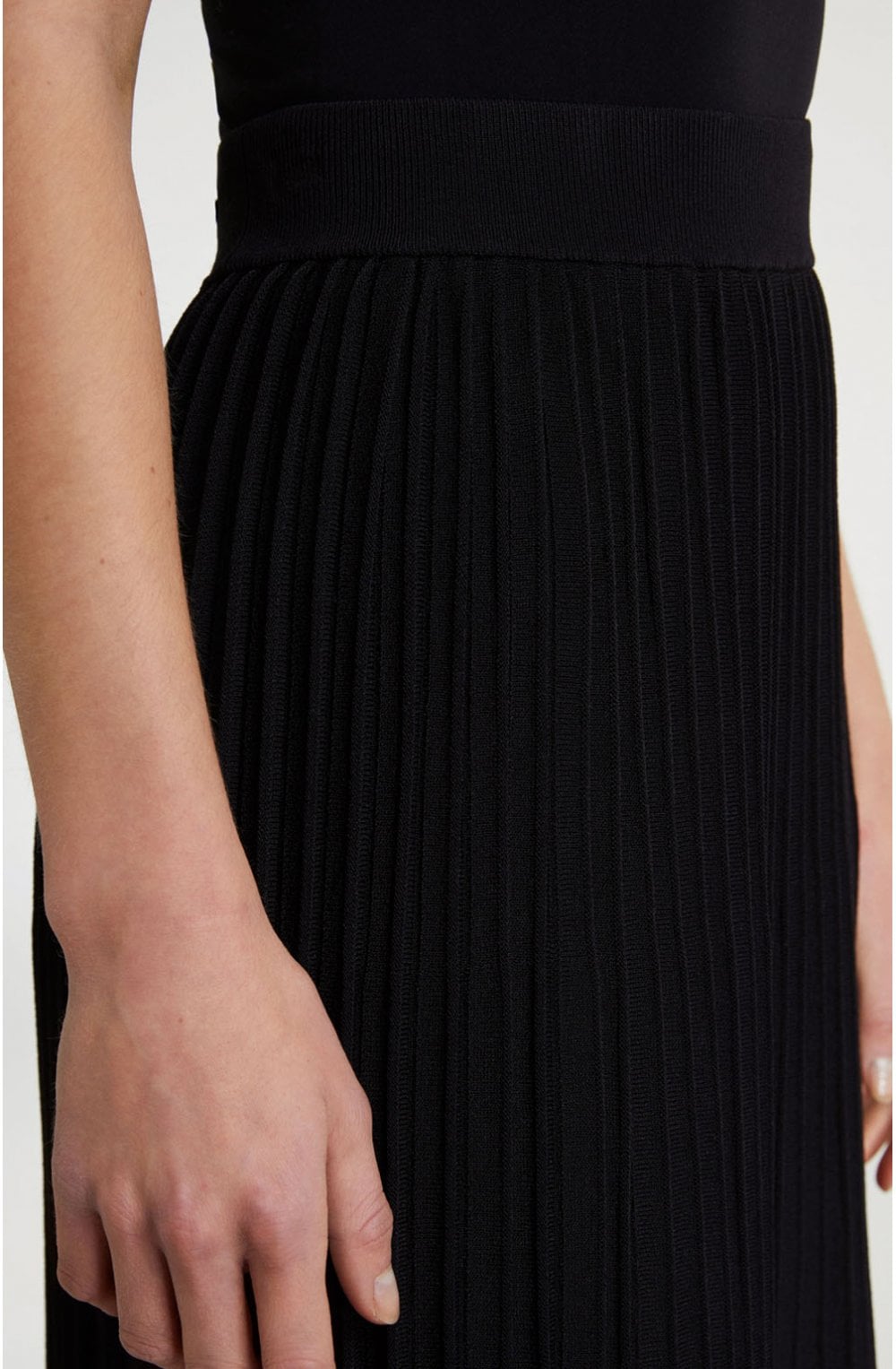 Black Pleated Midi Skirt