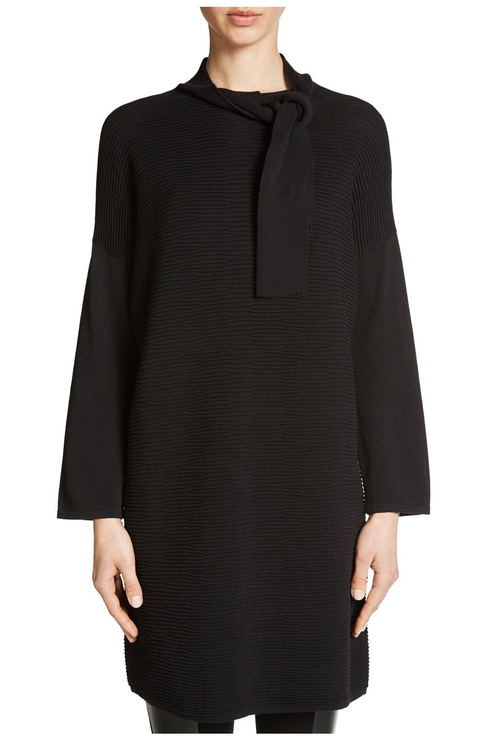 Black Ribbed Knit Dress