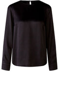 Black Satin Slip On Blouse