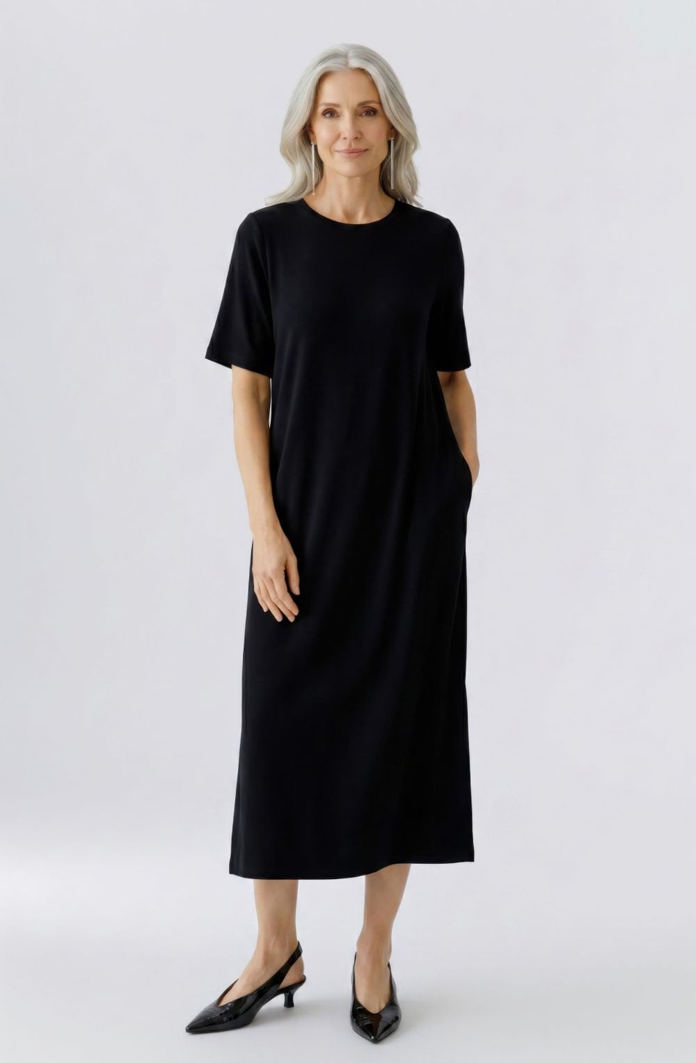 Black Scuba Jersey Straight Fit Dress