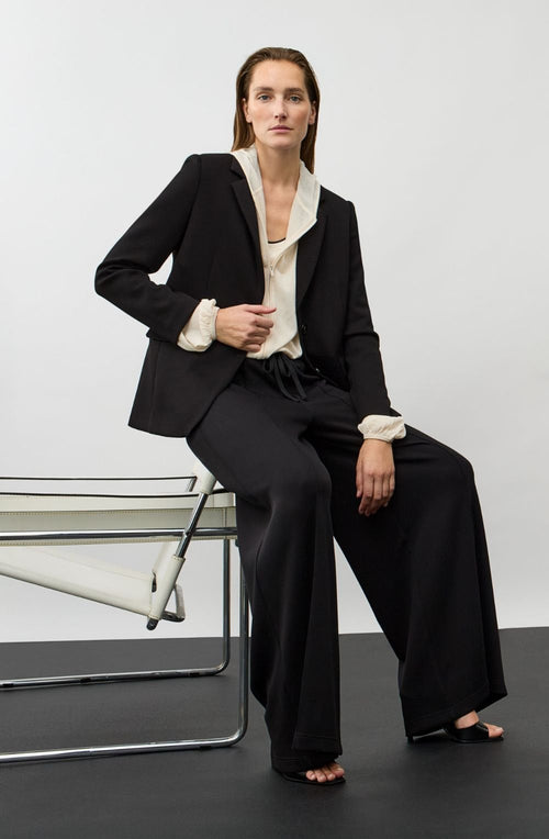 Black Scuba Jersey Wide Leg Trousers