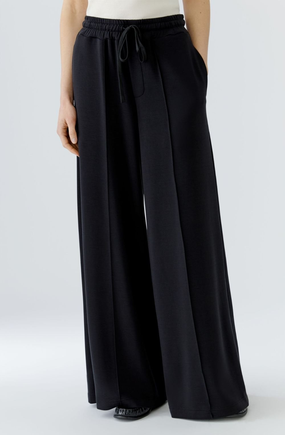 Black Scuba Jersey Wide Leg Trousers