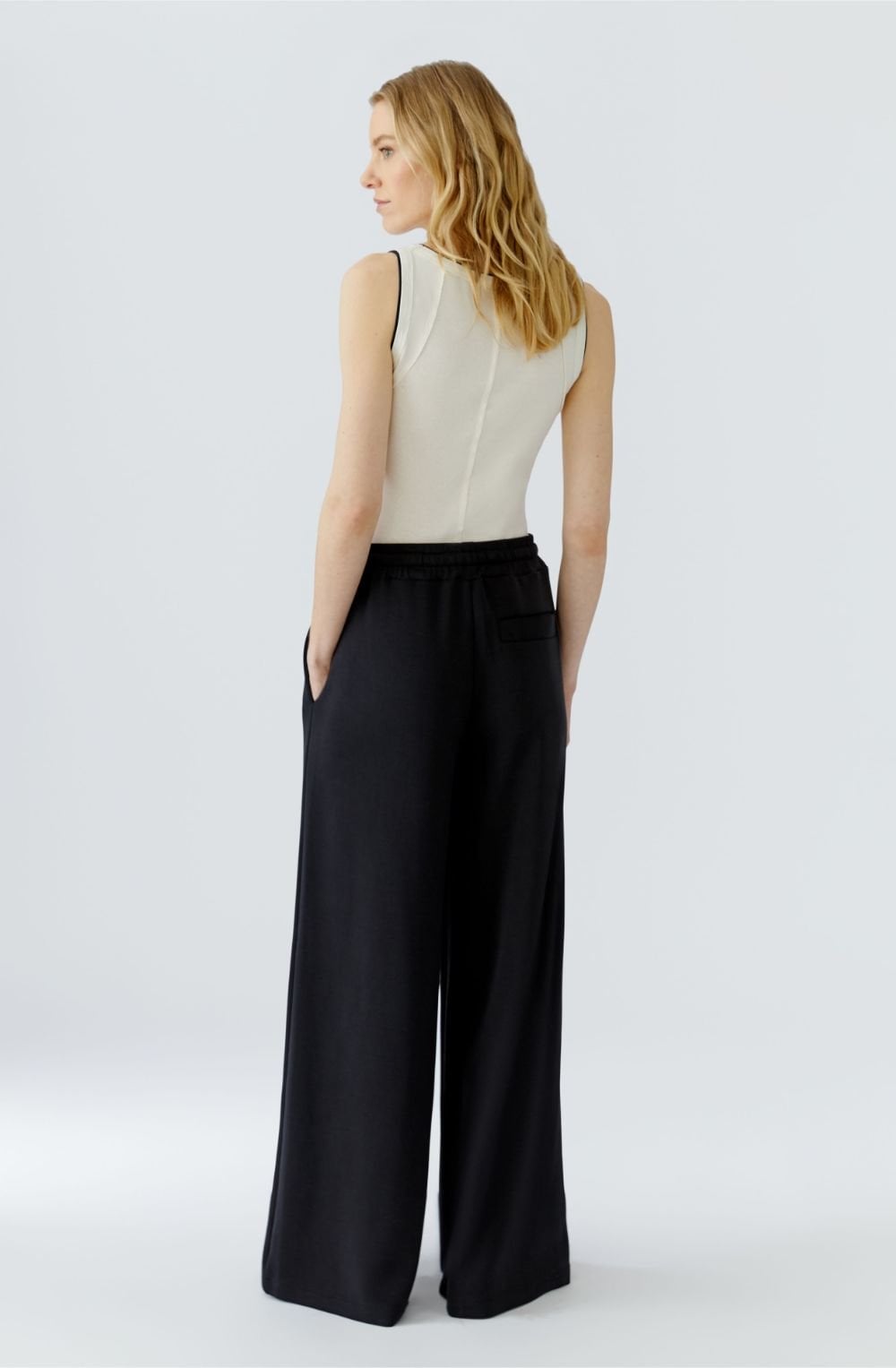 Black Scuba Jersey Wide Leg Trousers
